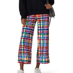 Terez Size M multicolor stripes wide leg pants made in NYC NWT